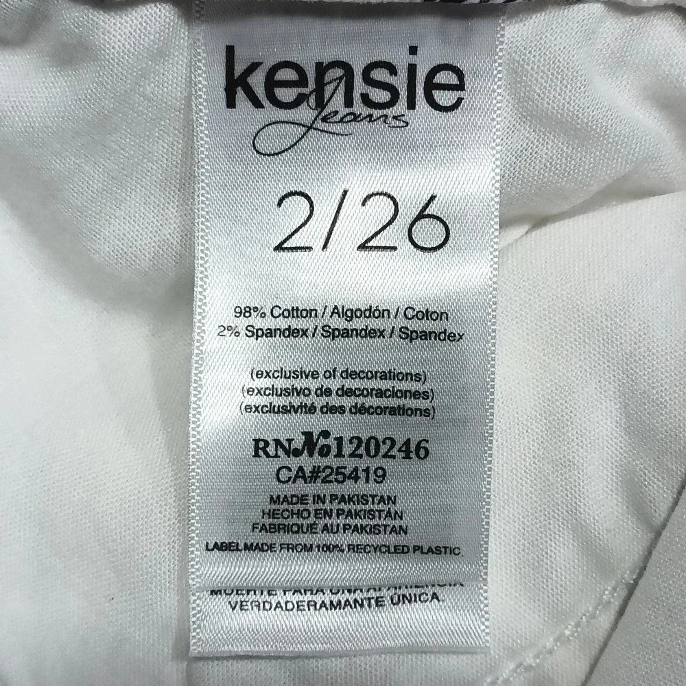 Kensie Jeans split raw hem high rise vintage luxe bandana white jean 2 - Picture 6 of 12